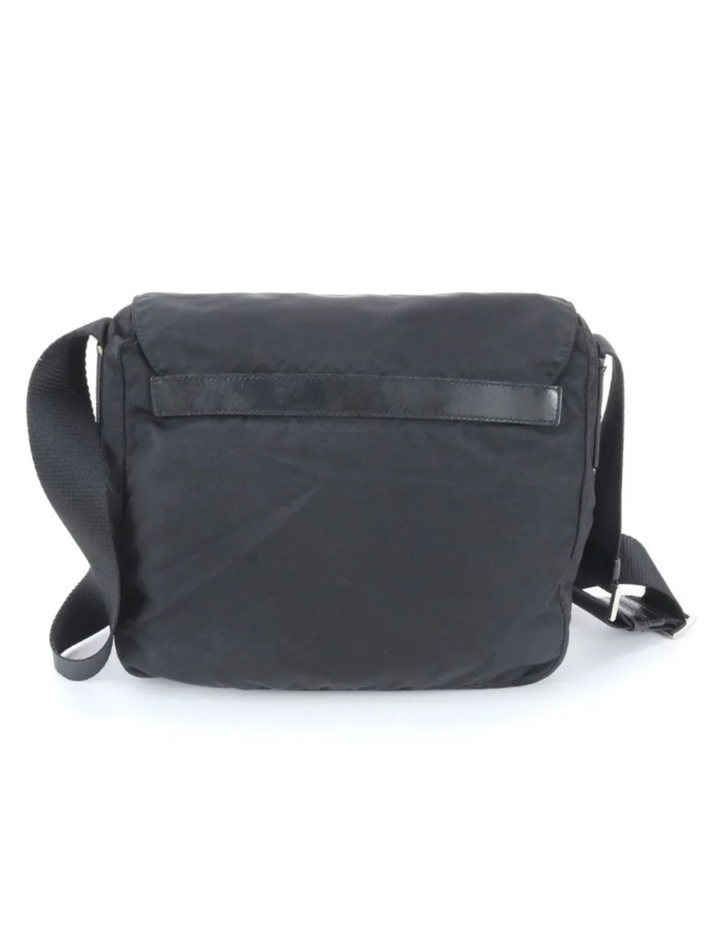 Prada Tessuto Nylon Triangle Logo Leather Shoulder Bag Crossbody Messenger